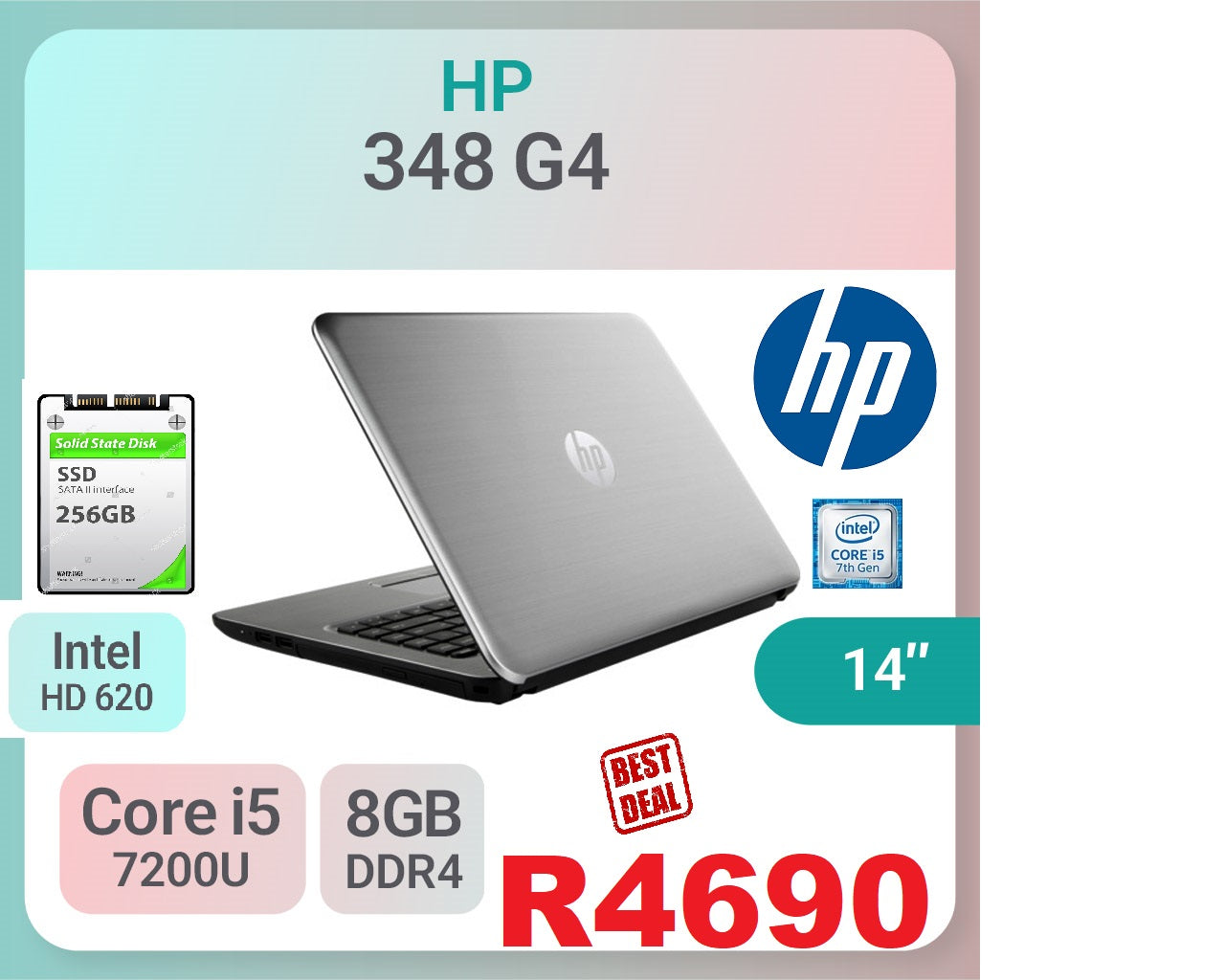 HP 348 G4 14-inch Laptop (7th Gen Core i5