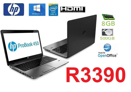 HP Laptop ProBook Intel Core i5-8GB Memory 500GB HDD Intel HD Graphics 4600 15.6" Windows 10