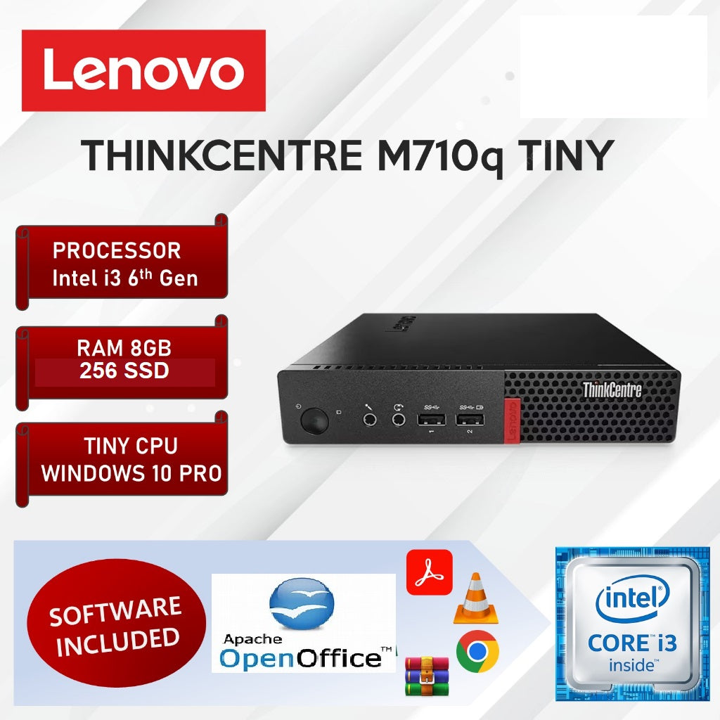 Lenovo ThinkCentre M710q Intel i3, 6th Gen USFF Desktop PC with 8GB Ram