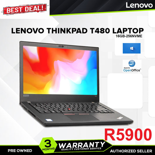 Lenovo LAPTOP ThinkPad T480 14" HD Business Laptop (Intel 8th Gen Quad-Core i5-8250U, 16GB DDR4 RAM