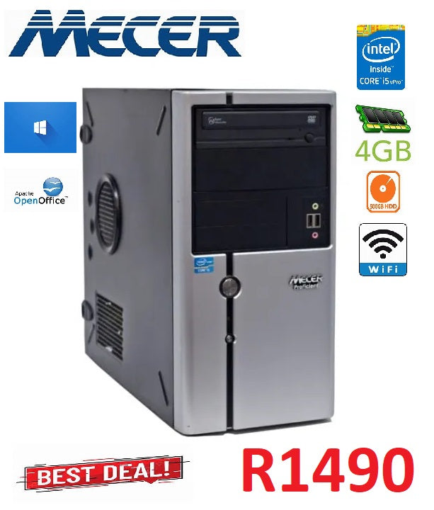 Mecer Desktop Computer Box (Intel Core i5 | 500GB HDD | 4GB DDR3 RAM)-wifi -windows 10  0817372617 0796409993