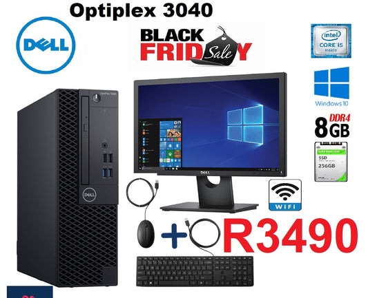 Dell OptiPlex 3040 Intel i5, 6th Gen SFF PC with 22" Monitor+keyboard +mouse+wifi windows 10 + offic