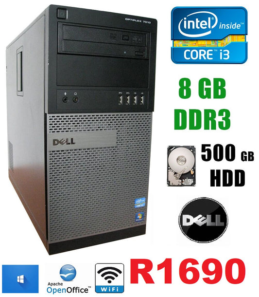 Dell OptiPlex 7010 -Intel Core i3- 8GB DDR3 -500GB HDD -WINDOWS 10