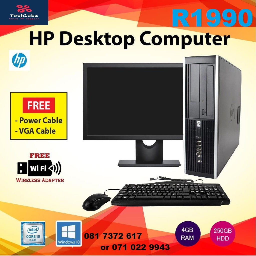 HP 6200 Elite Core i3 4GB DDR -250GB Windows +19"Screen PC sett great machines