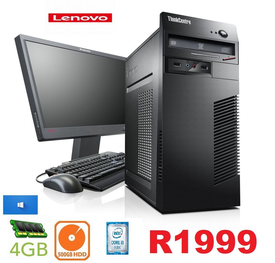 Lenovo ThinkCentre Edge tower Corei3 -4GIG-500GB d. Windows 10 +19` lcd