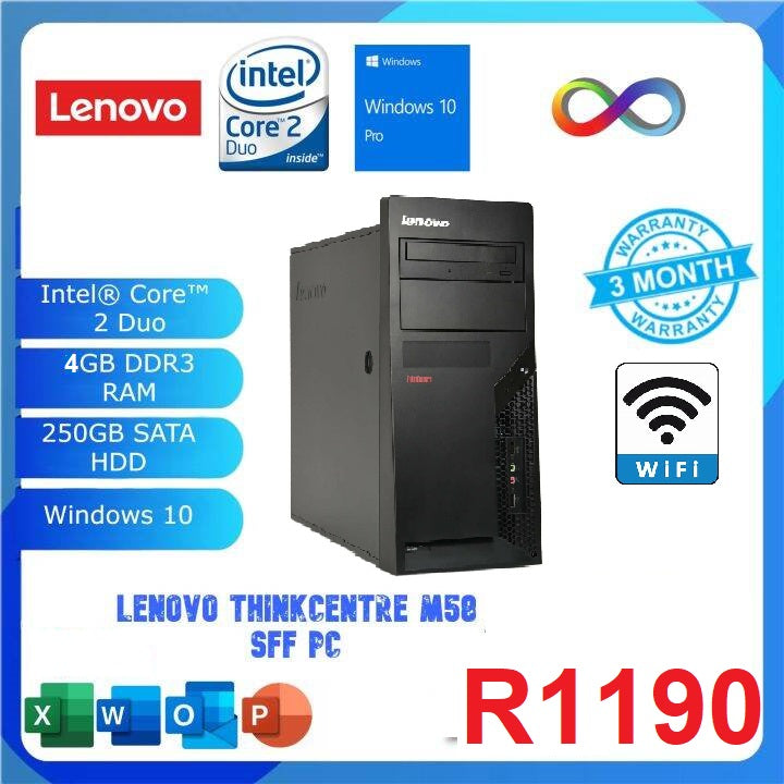 Lenovo ThinkCentre M70 Intel® Core™2 Duo E6700 4 GB DDR3-SDRAM 250 GB Windows 10-office-WIFI