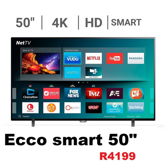 ECCO TV - 50" HD Frameless Smart Android TV   (NEW)