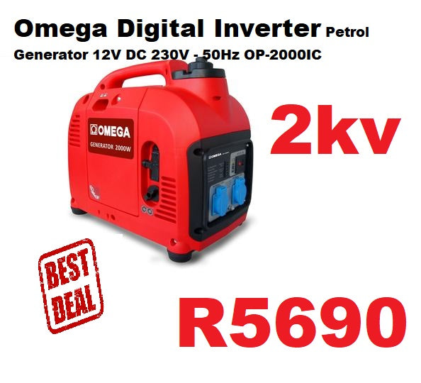 Omega Digital Inverter Petrol Generator 12V DC 230V - 50Hz OP-2000IC