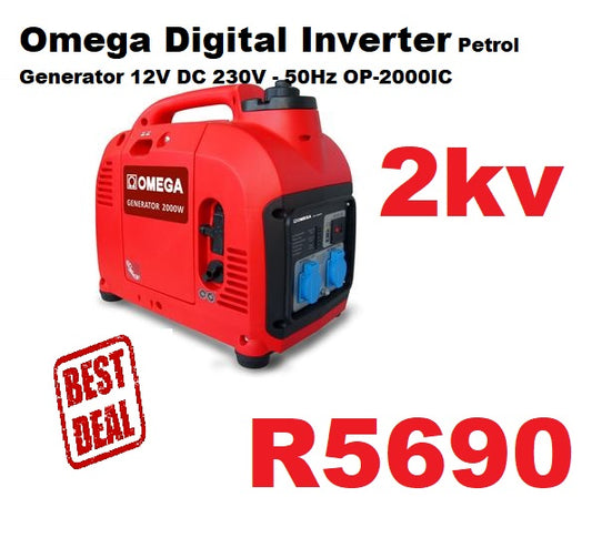 Omega Digital Inverter Petrol Generator 12V DC 230V - 50Hz OP-2000IC